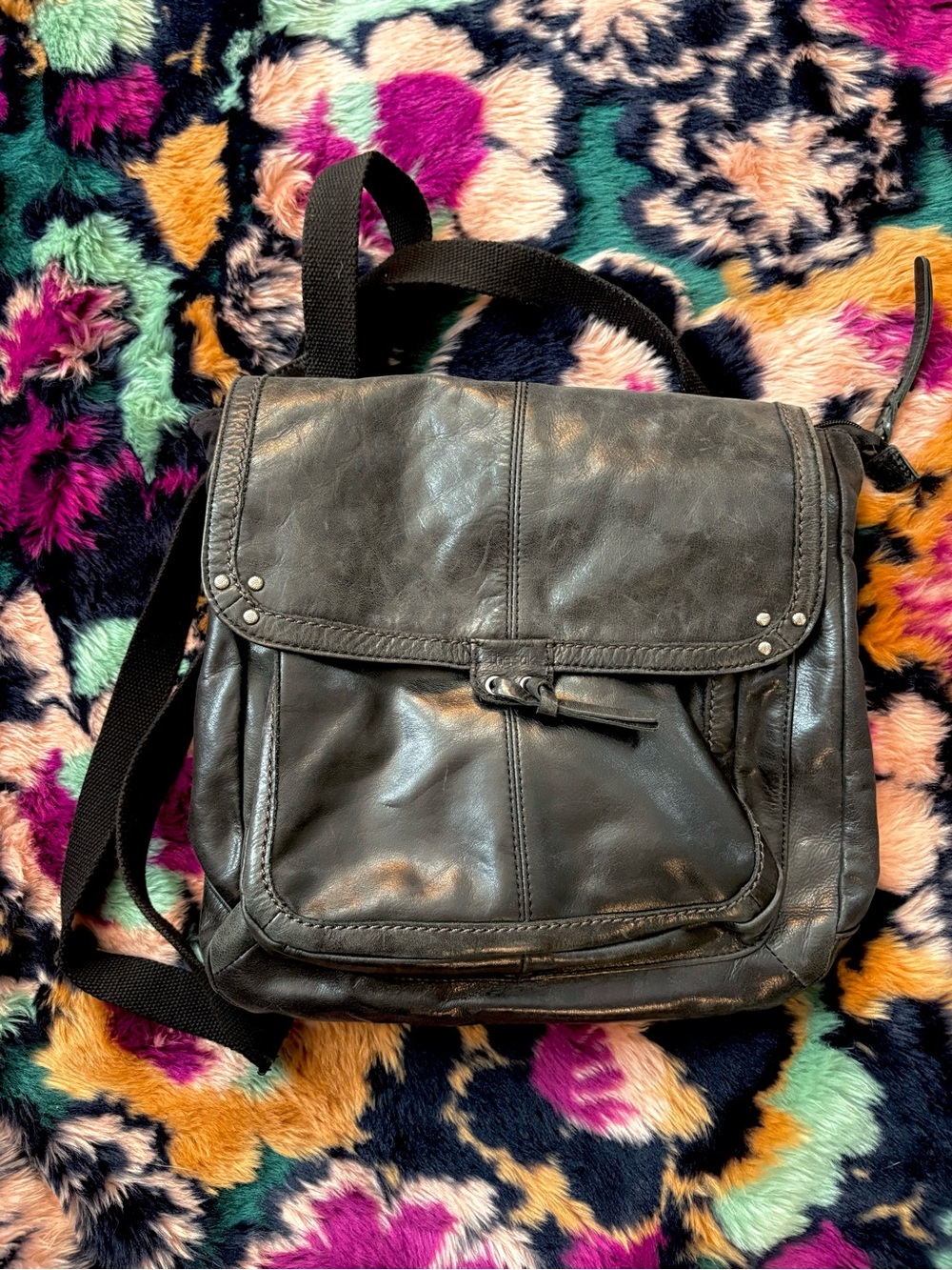 The Sak Ventura Classic Black Leather Convertible Crossbody Messenger Bag